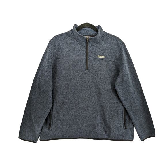 Eddie Bauer Fleece Sweater XXL Heather Navy Classic Fit High Neck 1/4 Zip Staple - Picture 1 of 12